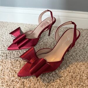 Tea Collection Red Satin Heels with Bow